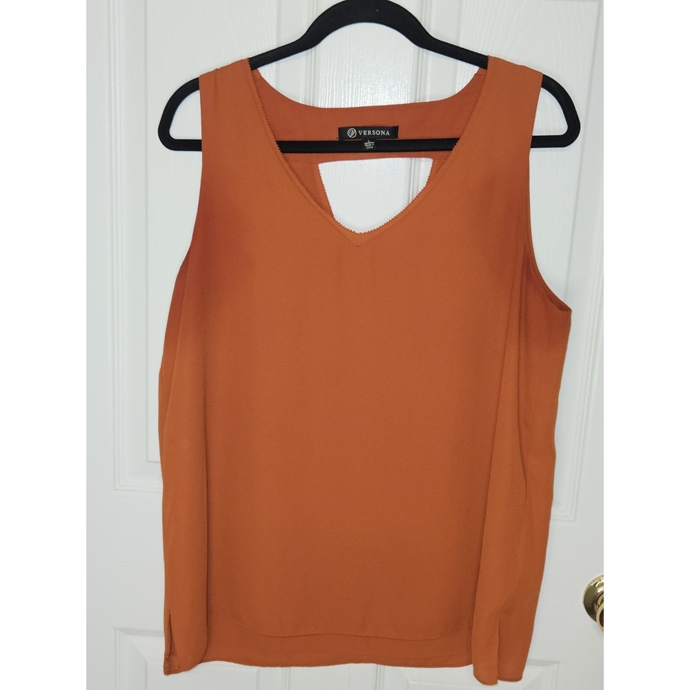 Versona V Neck Key Hole Tank Style Top Burnt Orange Size Large